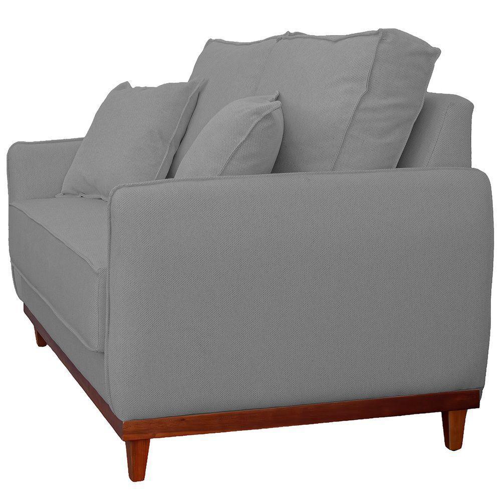 Sofa Sena 2 Lugares Base De Madeira Para Sala Hotel Linho Cinza - 4