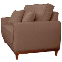 Sofa Sena 3 Lugares Base De Madeira Para Sala Hotel Linho Marrom