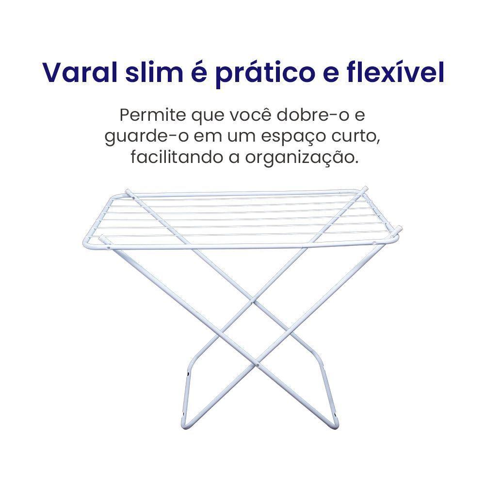 Varal De Chão Sem Abas Retrátil Dobrável Reforçado Branco 80 Cm - Gudim - 4