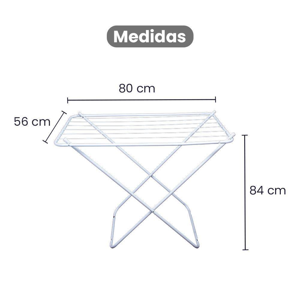 Varal De Chão Sem Abas Retrátil Dobrável Reforçado Branco 80 Cm - Gudim - 6