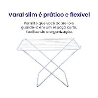 Varal De Chão Sem Abas Retrátil Dobrável Reforçado Branco 80 Cm - Gudim