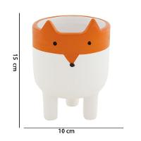 Cachepot Branco E Laranja Em Cerâmica 15cm - 2