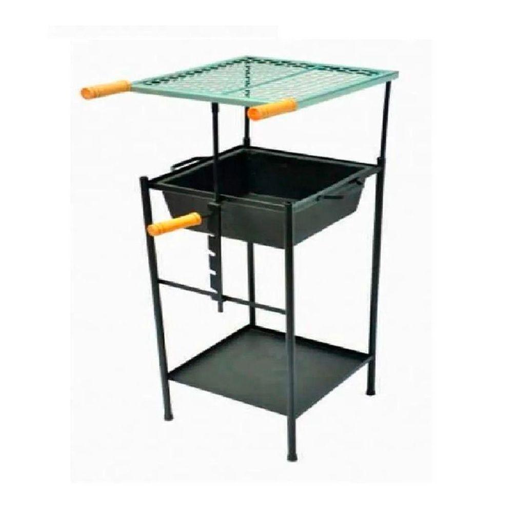 Churrasqueira Quadrada Alta Regulável com Grelha Tabuleiro - 1