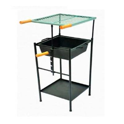 Churrasqueira Quadrada Alta Regulável com Grelha Tabuleiro