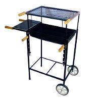 Kit Churrasqueira Retangular Regulável Rodas Pedra Grelha - 1