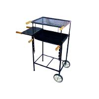 Kit Churrasqueira Retangular Regulável Rodas Pedra Grelha - 2