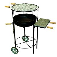 Kit Churrasqueira Redonda Regulável Rodas Pedra e Grelha - 1