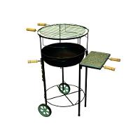 Kit Churrasqueira Redonda Regulável Rodas Pedra e Grelha - 2