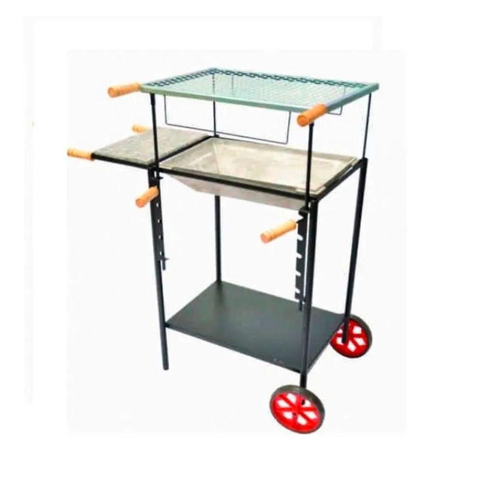 Churrasqueira Carrinho Regulável com Bojo em Alumínio - 1