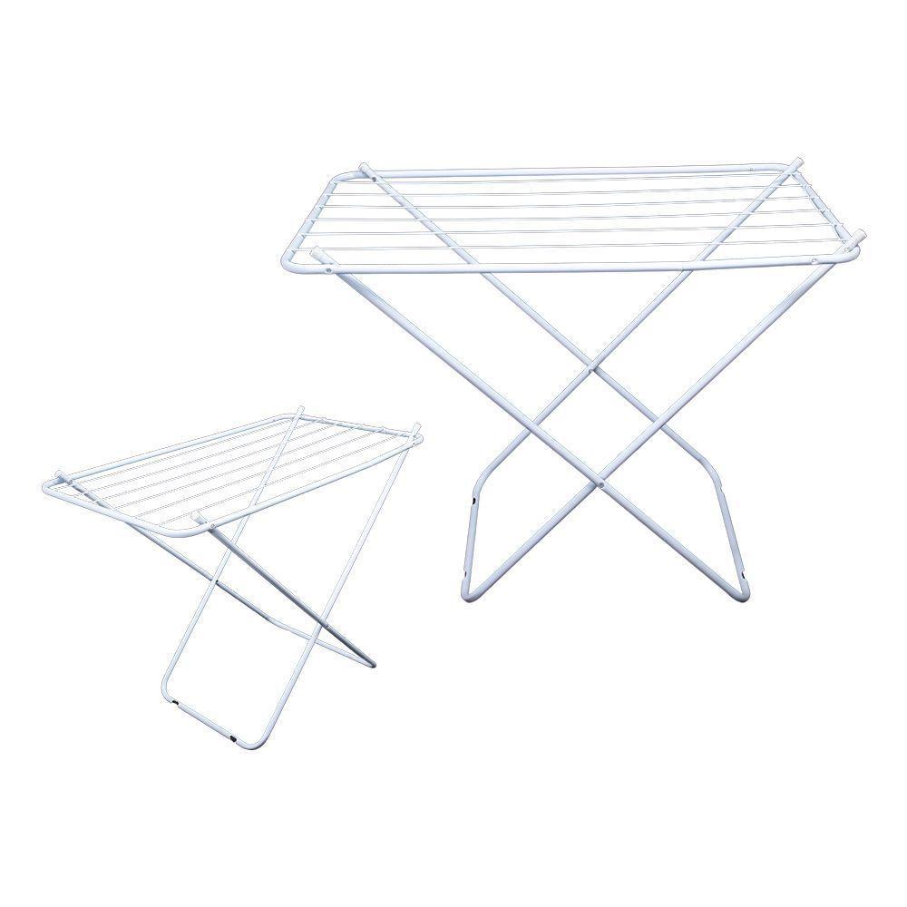 Varal De Chão Sem Abas Retrátil Dobrável Reforçado Branco 100 Cm - Gudim - 1