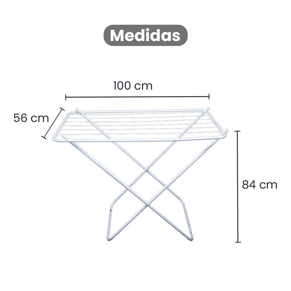 Varal De Chão Sem Abas Retrátil Dobrável Reforçado Branco 100 Cm - Gudim - 6