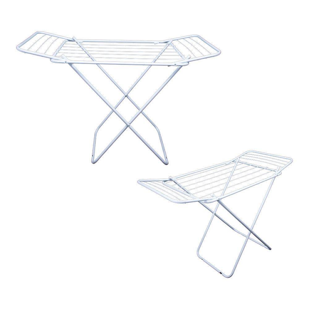 Varal De Chão Com Abas Retrátil Dobrável Reforçado Branco 120 Cm - Gudim - 1
