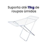 Varal De Chão Com Abas Retrátil Dobrável Reforçado Branco 120 Cm - Gudim - 5