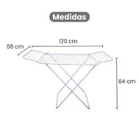 Varal De Chão Com Abas Retrátil Dobrável Reforçado Branco 120 Cm - Gudim - 6