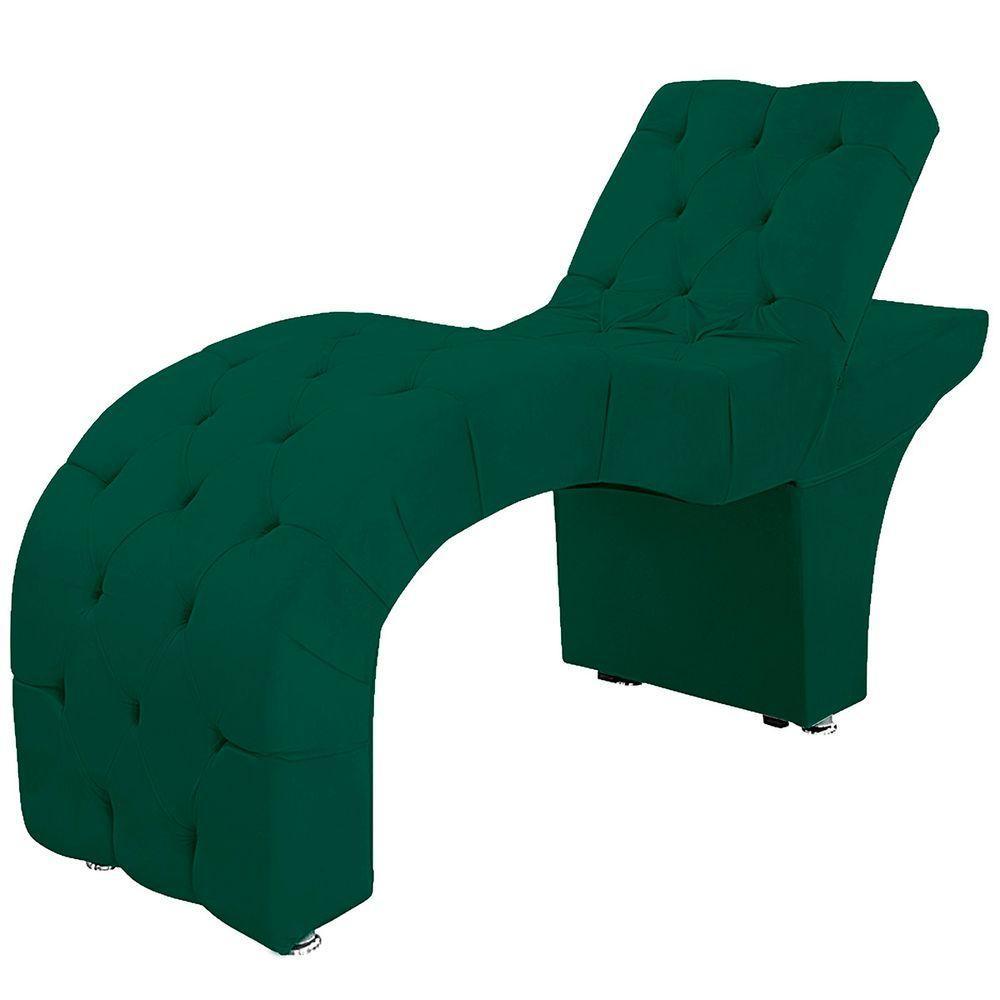 Maca Estofada Capitone Reclinável Julia Para Estetica Facial Sombrancelha E Cílios Suede Cor Verde Esmeralda - 1