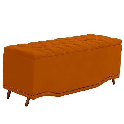 Calçadeira Baú King Size Estofada Maitê Veludo Cor Terracota