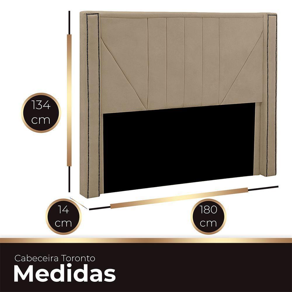 Cabeceira Casal Queen Estofada Para Cama Box Toronto Veludo Cor Bege Médio - 4