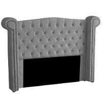 Cabeceira Casal Estofada Para Cama Box Ayla Veludo Cor Cinza Claro - 1