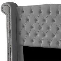 Cabeceira Casal Estofada Para Cama Box Ayla Veludo Cor Cinza Claro - 5