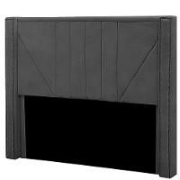 Cabeceira Casal Estofada Para Cama Box Toronto Veludo Cinza Escuro - 1