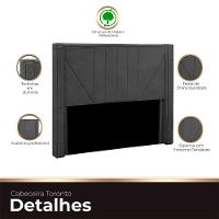 Cabeceira Casal Estofada Para Cama Box Toronto Veludo Cinza Escuro - 3