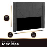 Cabeceira Casal Estofada Para Cama Box Toronto Veludo Cinza Escuro