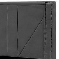 Cabeceira Casal Estofada Para Cama Box Toronto Veludo Cinza Escuro - 5