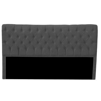 Cabeceira Casal Queen Estofada Para Cama Box Glass Veludo Cor Cinza Chumbo