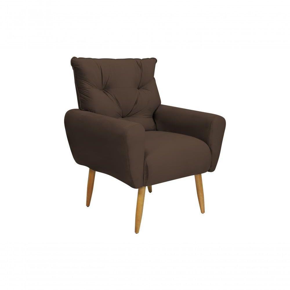 Poltrona Decorativa Para Denver Veludo Matrix - Marrom Marrom - 4