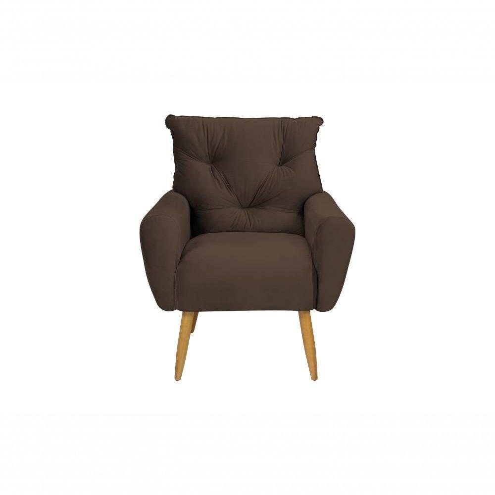 Poltrona Decorativa Para Denver Veludo Matrix - Marrom Marrom - 5