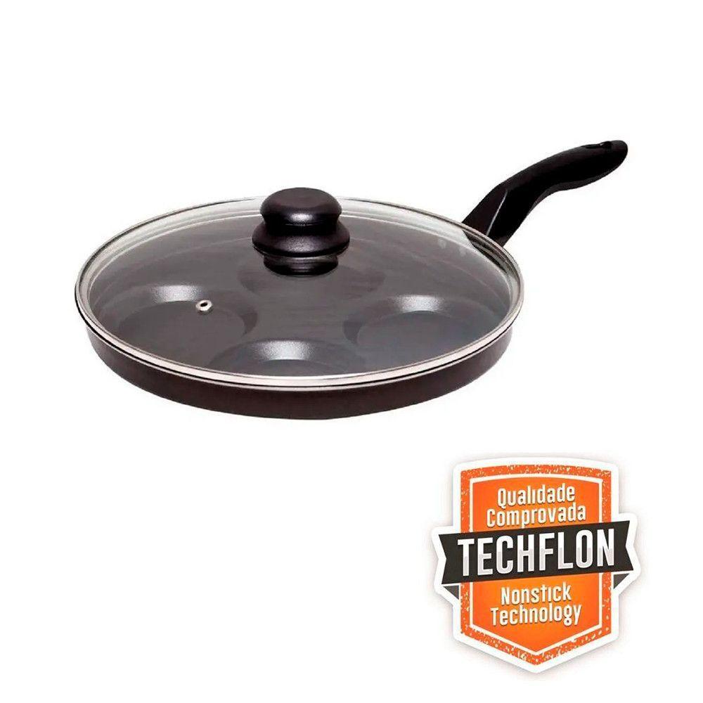 Frigideira Antiaderente Para Ovos 4 Em 1 Com Tampa Para Fritar Com Saida De Ar Preta - 2