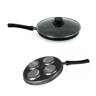Frigideira Antiaderente Para Ovos 4 Em 1 Com Tampa Para Fritar Com Saida De Ar Preta