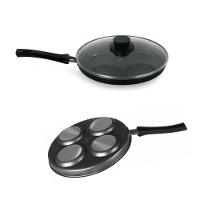 Frigideira Antiaderente Para Ovos 4 Em 1 Com Tampa Para Fritar Com Saida De Ar Preta - 1
