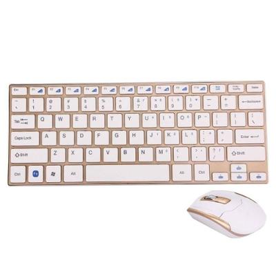 Kit Teclado e Mouse Wireless sem Fio Ultra Slim Hk-3910 Dourado