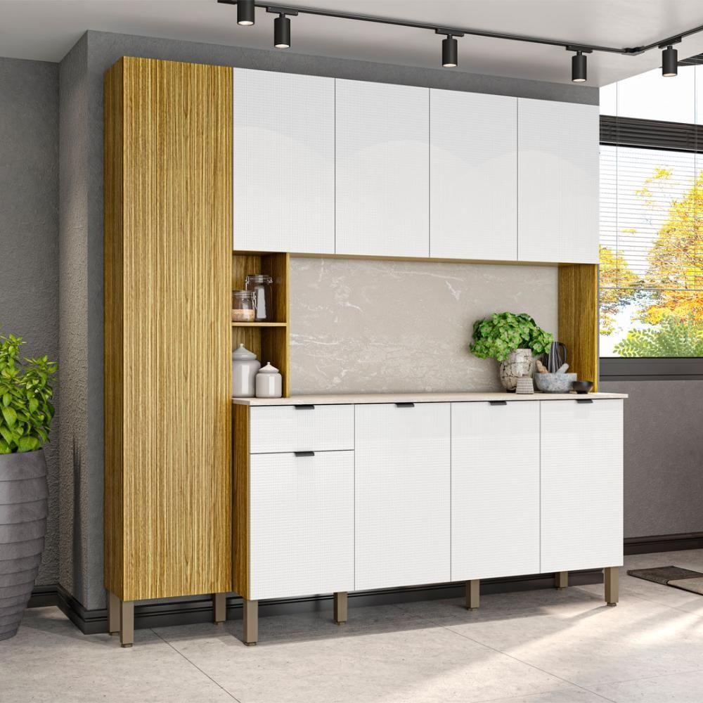 Armario De Cozinha Compacta 9 Portas 1 Gaveta Pulse - Freijó/artico/riscatto Freijó Freijó/artico/riscatto Freijó - 1