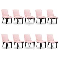 Cadeira Sala De Jantar Base Madeira Preto Kit 10 Sofia Suede D03 - D'rossi Cor Rosa Bebê - 1