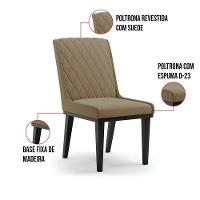 Cadeira Sala De Jantar Base Madeira Preto Kit 10 Sofia Suede D03 - D'rossi Cor Marrom Rato - 5