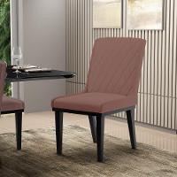 Cadeira Sala De Jantar Base Madeira Preto Kit 10 Sofia Veludo Rosê D03 - D'rossi - 6