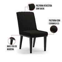 Cadeira Sala De Jantar Base Madeira Preto Kit 10 Sofia Suede Preto D03 - D'rossi - 5