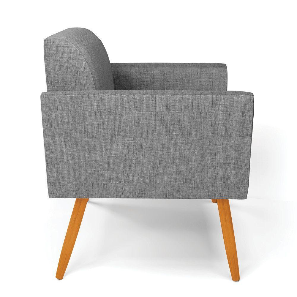 Kit 2 Poltronas Pés Palito Castanho Marisa Linho Grafite A26 D03 - D'rossi - 7