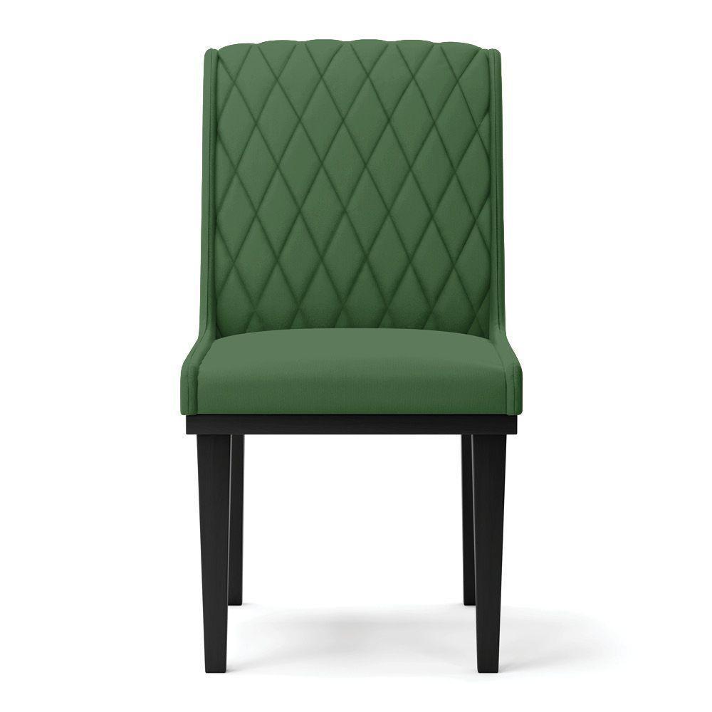 Cadeira Sala De Jantar Base Madeira Preto Kit 10 Sofia Suede Verde D03 - D'rossi - 3
