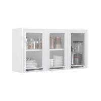 Armário Aéreo De Cozinha Branco 3 Portas Com Vidro Florença - 1