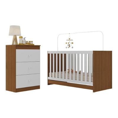 Berço Multifuncional 3 em 1 Mp4240 em MDP com Colchão Incluso Madeirado Branco