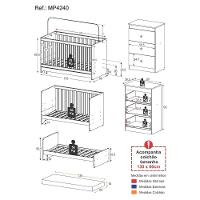 Berço 3 Em 1 Com Cômoda 3 Gavetas E Colchão Incluso Doce De Leite Multimóveis Mp4240 Madeirado/branco - 8