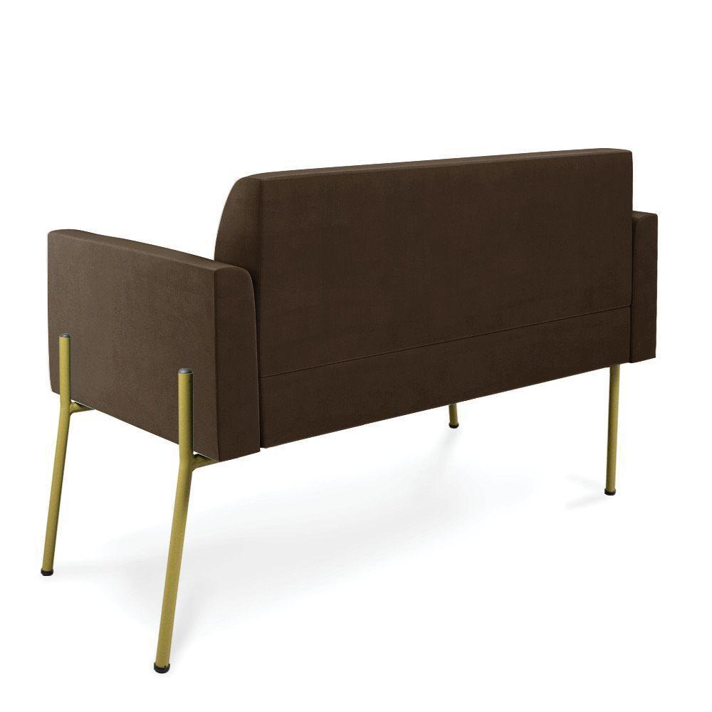 Sofá Namoradeira 2 Lugares Pé De Ferro Dourado Marisa Suede D03 Marrom - 2