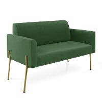 Sofá Namoradeira 2 Lugares Pé De Ferro Dourado Marisa Suede D03 Verde - 1