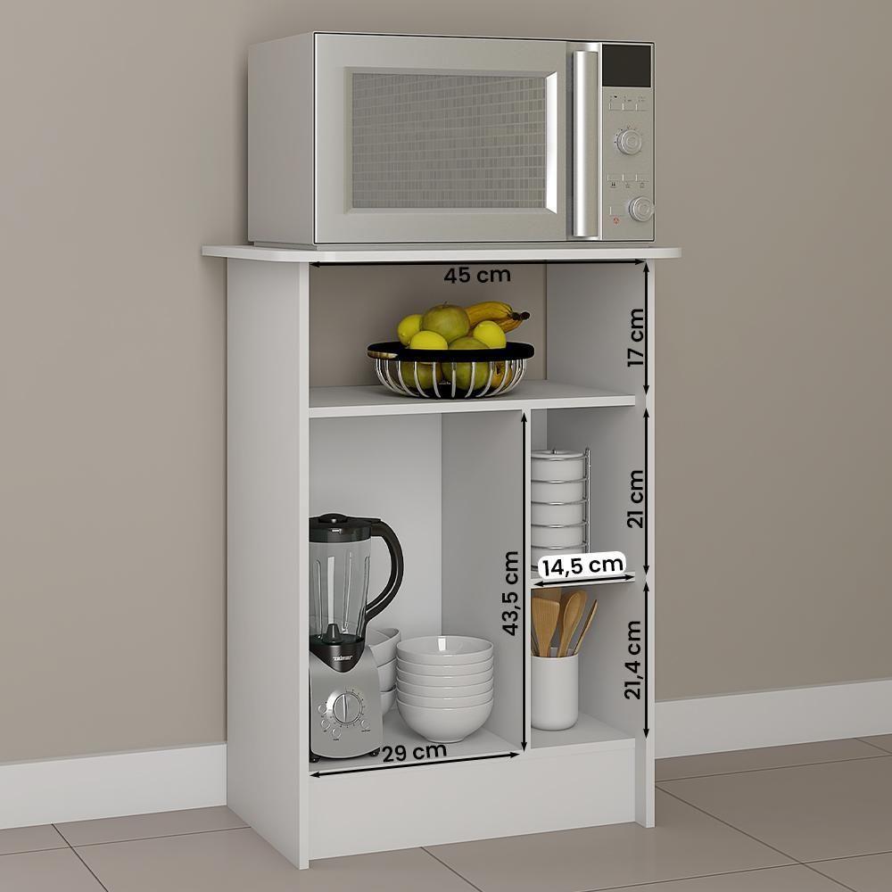 Fruteira Multiuso Gramado Cozinha Com 2 Portas E 1 Gavetas Branco Branco - 3