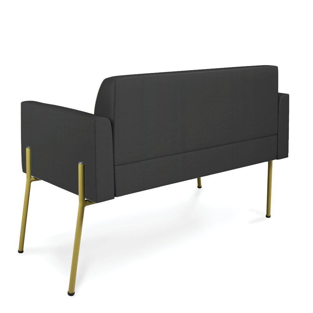 Sofá Namoradeira 2 Lugares Pé De Ferro Dourado Marisa Corino Preto D03 - 3