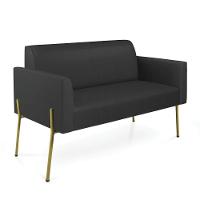 Sofá Namoradeira 2 Lugares Pé De Ferro Dourado Marisa Corino Preto D03 - 1