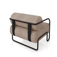 Poltrona Sala De Estar Industrial Preto Kit 2 Ameli Bouclê K01 - D'rossi Cor Creme - 3